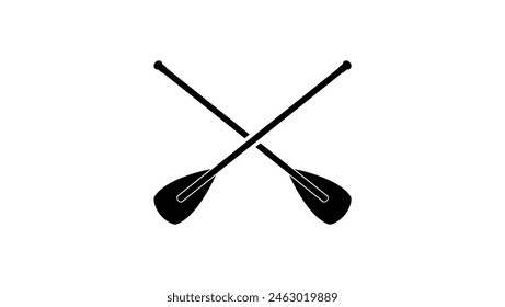 crossed oars, black isolated silhouette