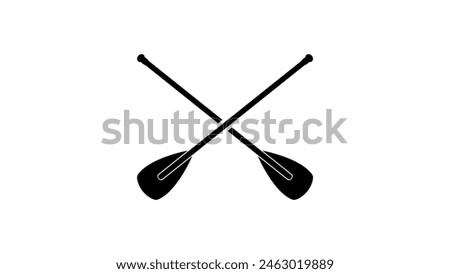crossed oars, black isolated silhouette