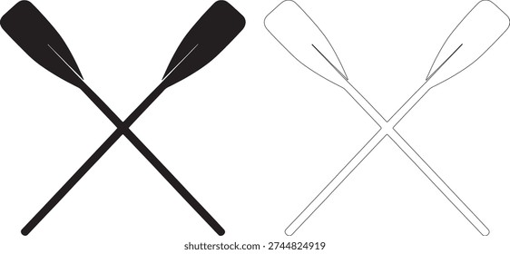 Crossed oars in black and white paddles