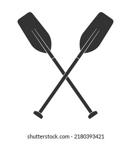 Crossed oars graphic icon. Two boat paddles sign isolated on white background. Vector illustration svg