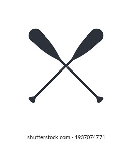 Crossed oars isolated on a white background. Beaver tail canoe paddles in flat style, vector illustration.