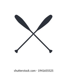 Crossed oars isolated on a white background. Otter tail canoe paddles in flat style, vector illustration.