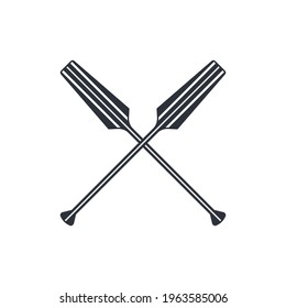 Crossed oars isolated on a white background. Voyageur canoe paddles in flat style, vector illustration.