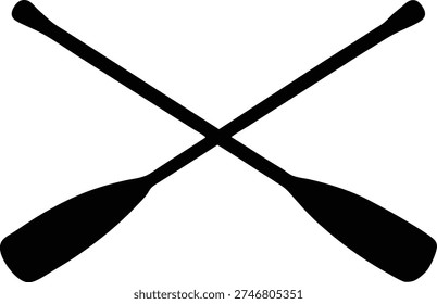 Crossed oars paddles rowing boat vector icon
