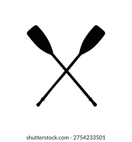 Crossed oars silhouette icon vector flat design.