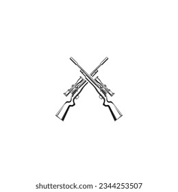Crossed old riffle vector graphics