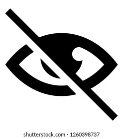 Crossed on eye,  not visible solid icon design