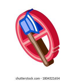 crossed out ax icon vector. isometric crossed out ax sign. color isolated symbol illustration