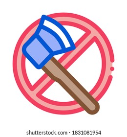 crossed out ax icon vector. crossed out ax sign. color symbol illustration