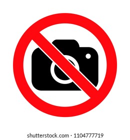 Crossed out camera, No cameras allowed, photography forbidden, vector illustration