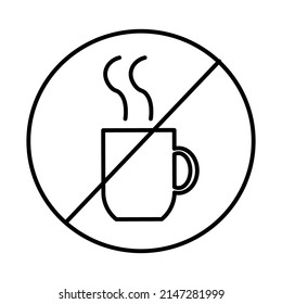Crossed out cup tea. Icon symbol ban. Fresh healthy food. Sign forbidden. Cross symbol. Vector illustration. stock image. 