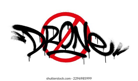 Grafiti de fuentes con aerosol cruzado en drones con aerosol en blanco y negro. Dibujo artístico de graffiti vectorial