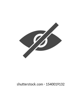 Crossed out eye icon in vector. Black-white.