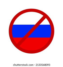 Crossed out flag of russia in the sign. Stop Russia. Vector illustration. stock image. 