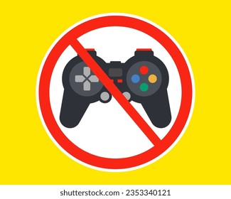 crossed out gamepad sign. game ban. flat vector illustration.