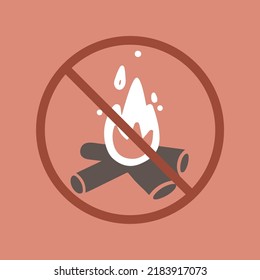 Imagen cruzada de un incendio. No puedes quemar incendios. Advertencia, pancarta, afiche fino. Estilo de caricatura de doodle vectorial.