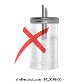 The crossed out Sugar bowl, harm to health cause of excessive consumption of Sugar, Concept- diet, Vector Eps 10 illustration of Sugar bowl