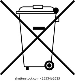 The Crossed Out Wheelie Bin with Bar Symbol , Waste Electrical and Electronic Equipment recycling sign , vector illustration. Waste Electrical and Electronic Equipment recycling sign Wheelie Bin with 