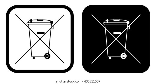 The Crossed Out Wheelie Bin Symbol , Waste Electrical and Electronic Equipment recycling sign . Vector illustration