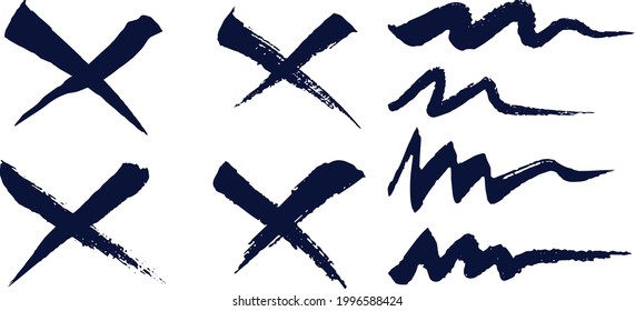 Crossed Out X mark Squiggle Hand Drawn Editing Symbols