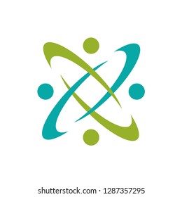 Crossed Oval Swoosh and Dots Vector Logo
