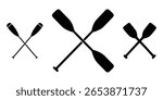Crossed paddle icons set for kayaking, canoeing and water sport vector designs.