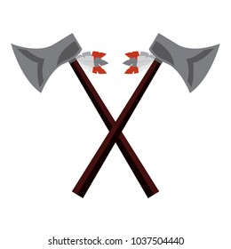 crossed pair axe native american indian weapon