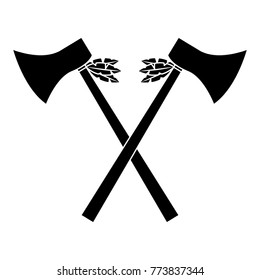 crossed pair axe native american indian weapon