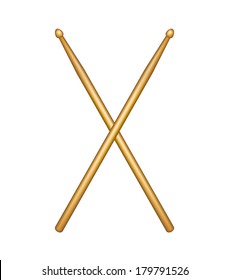 Crossed pair of wooden drumsticks