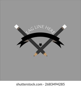 Diseño de logotipo creativo de lápiz cruzado