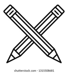 Crossed pencil icon. Outline crossed pencil vector icon for web design isolated on white background
