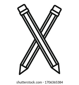 Crossed pencil icon. Outline crossed pencil vector icon for web design isolated on white background