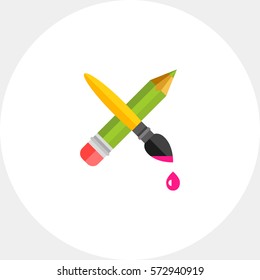 Crossed Pencil with Paint Brush Icon