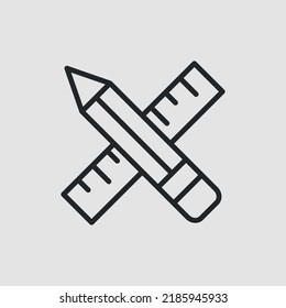 Crossed pencil and ruler icon. Simple crossed pencil and ruler for social media, web and app design. School concept. Vector illustration