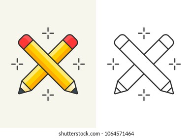 Crossed pencils icon editable stroke