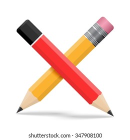Crossed pencils isolated on a white background. Vector illustration.