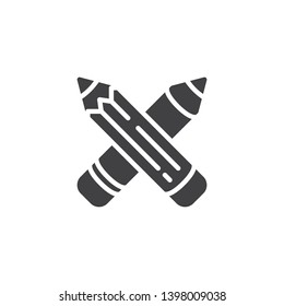 Crossed pencils vector icon. filled flat sign for mobile concept and web design. Design pencils glyph icon. Symbol, logo illustration. Pixel perfect vector graphics