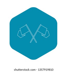 Crossed pennants icon. Outline illustration of crossed pennants vector icon for web