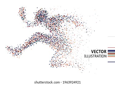 Crossed people consisting of colored dots, vector illustration.