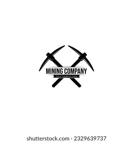 Crossed pickaxe mining logo vector graphics