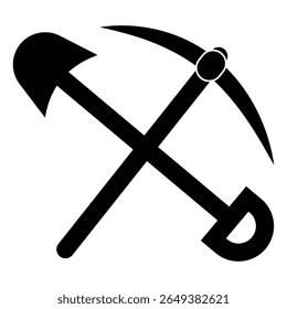 Picareta cruzada e ícone de pá. Ícones de picareta site em fundo branco. Picax simples e escavação, cavando silhueta símbolo site gráfico design. Imagem vetorial.