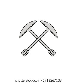Crossed pickaxes symbol for mining or construction industry