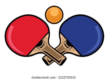 Crossed ping pong paddle with ball