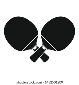 Crossed ping pong paddle icon. Simple illustration of crossed ping pong paddle vector icon for web design isolated on white background