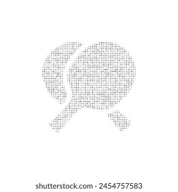 The crossed ping pong rackets symbol filled with black dots. Pointillism style. Vector illustration on white background