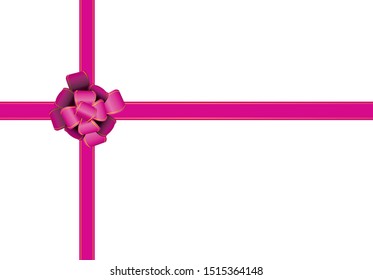Crossed pink ribbon background illustration. Gorgeous flower ribbon.