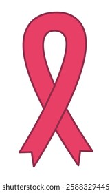 Crossed pink ribbon  of world cancer day, breast cancer, awareness month.Women cancer awareness symbol. Flat design