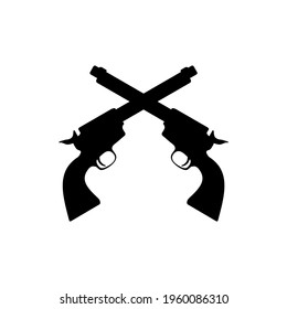 Crossed Pistol Colt Revolver Gun Black Stock Vector (Royalty Free ...