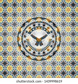 crossed pistols icon inside arabesque style emblem. arabic decoration.