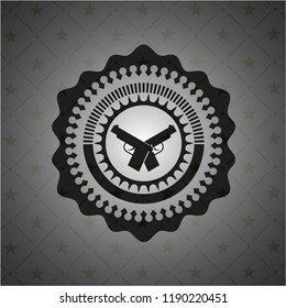 crossed pistols icon inside black badge